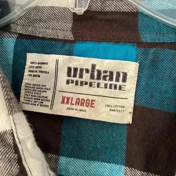 NWT Urban Pipeline Flannel Shirt 400 Mosaic long sleeve shirt Size XXL - Picture 5 of 5